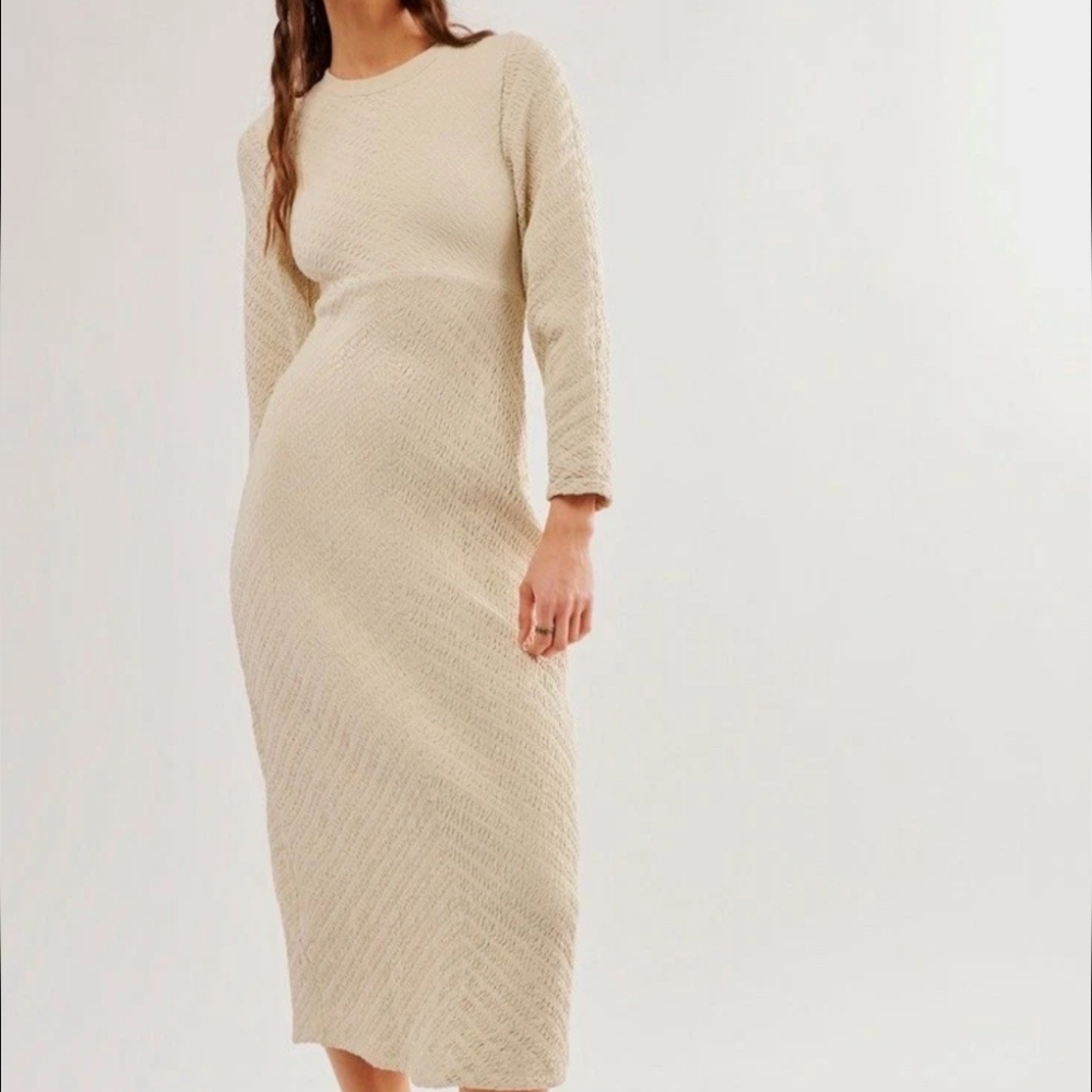 Free People Free Est Cotton Gauze Maxi Dress With Hood Size Medium In Cream